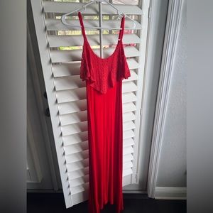Rust orange coral maxi dress | size small